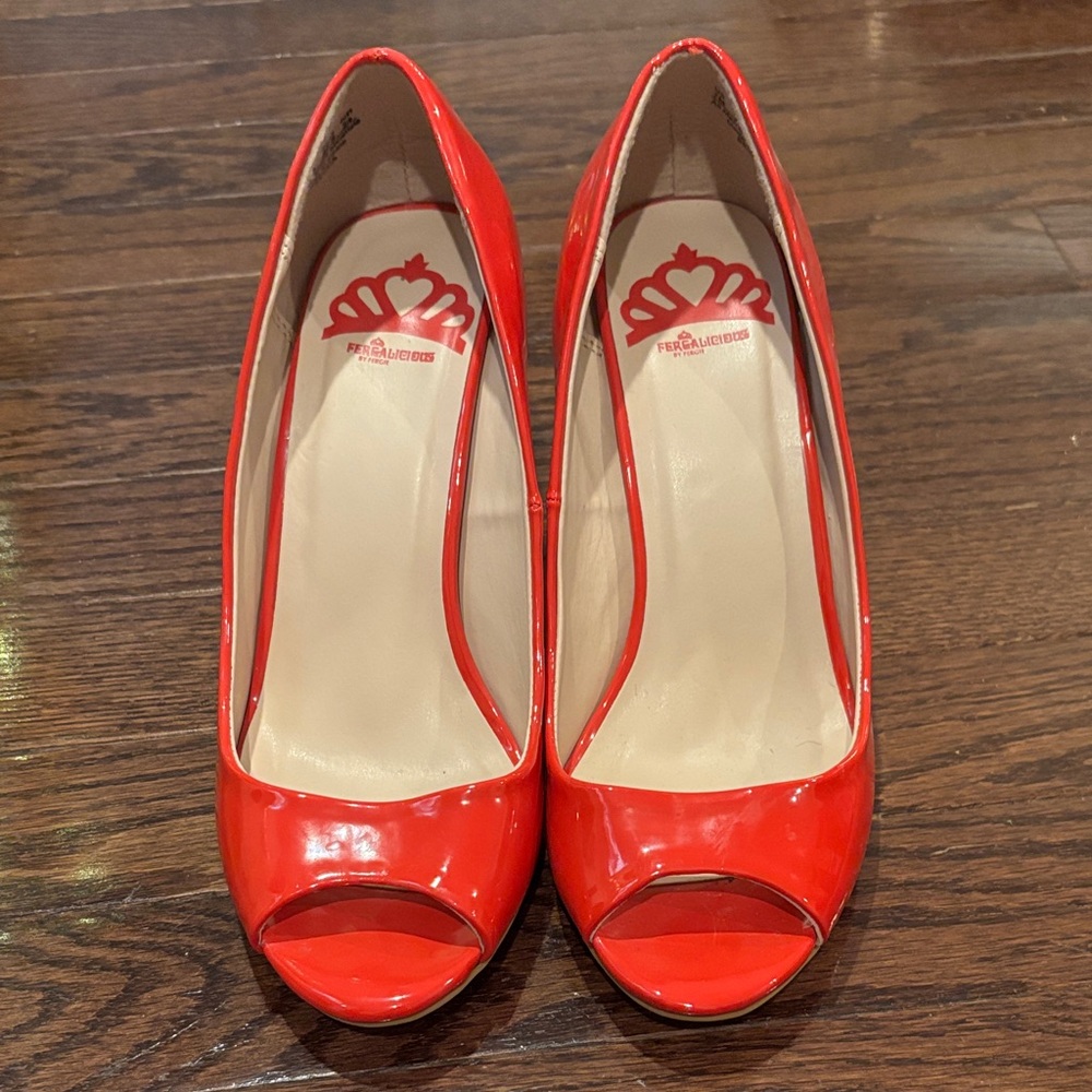Elegant Red Peep-Toe Heels
